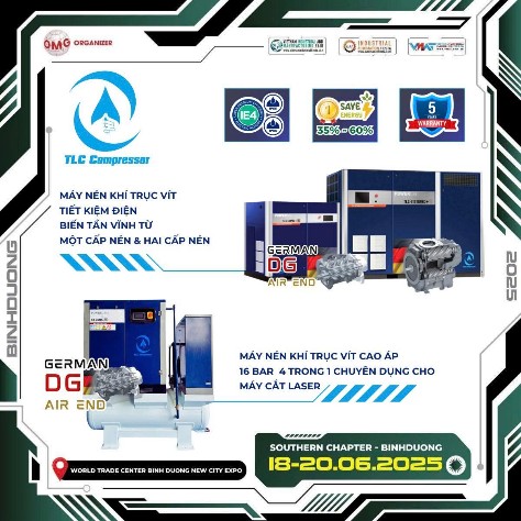 TLC COMPRESSORS – NHÀ CUNG CẤP KHÍ NÉN CHÍNH THỨC TẠI VIMF BÌNH DƯƠNG 2025 2 Cung cấp khí nén