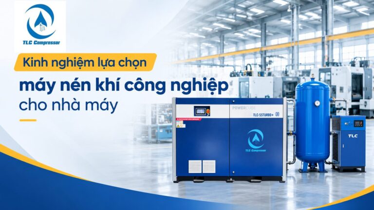 Máy nén khí công nghiệp lắp đặt trong nhà máy sản xuất