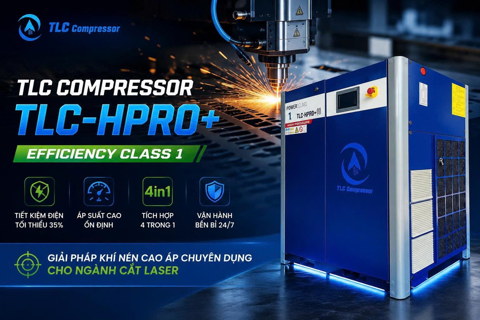 Máy nén khí cao áp TLC-HPRO+ cho ngành cắt laser