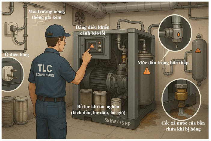 Sự cố máy nén khí