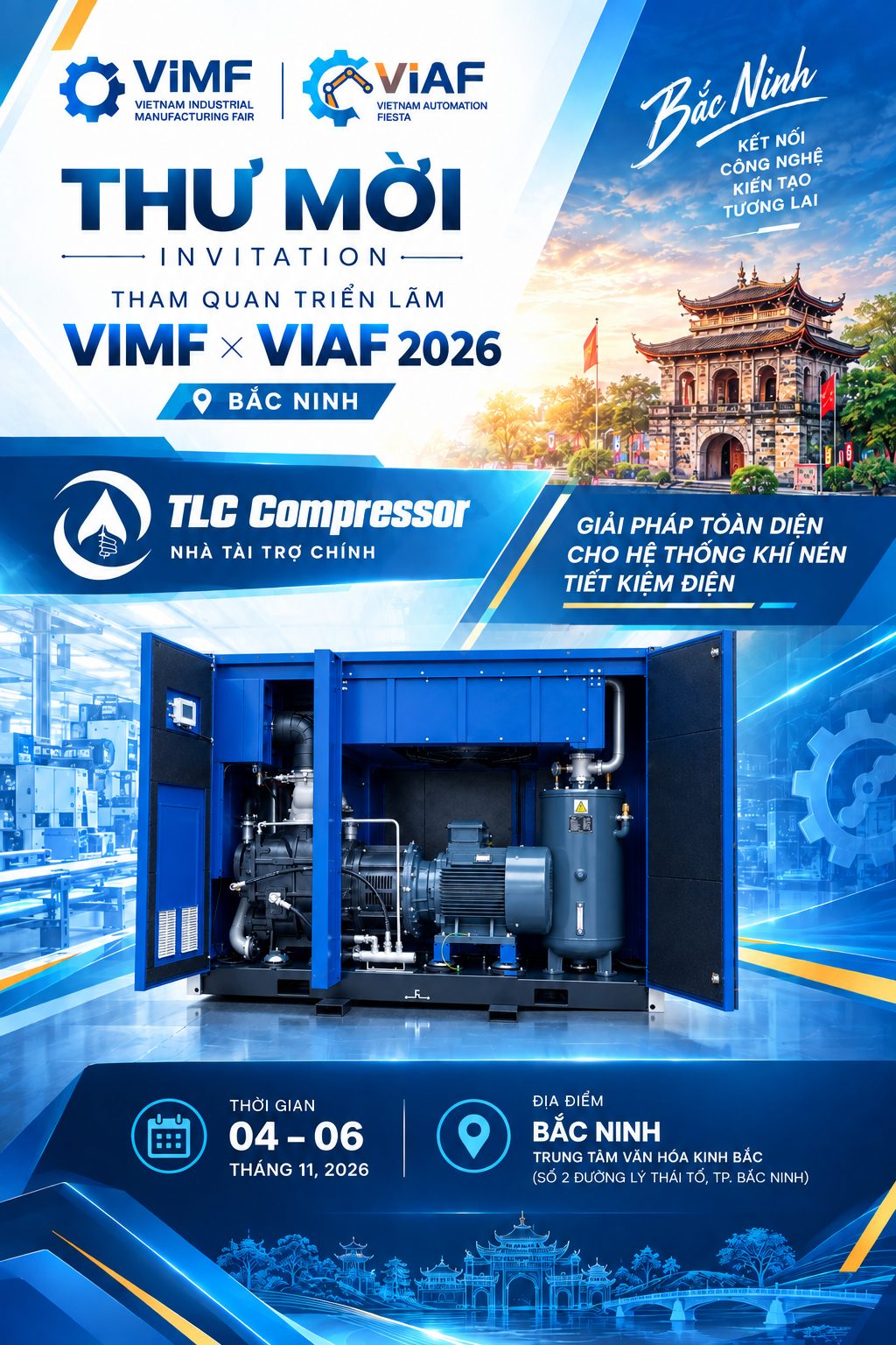 TLC Compressor nhà tài trợ khí nén chính thức VIMF x VIAF 2026 Bắc Ninh